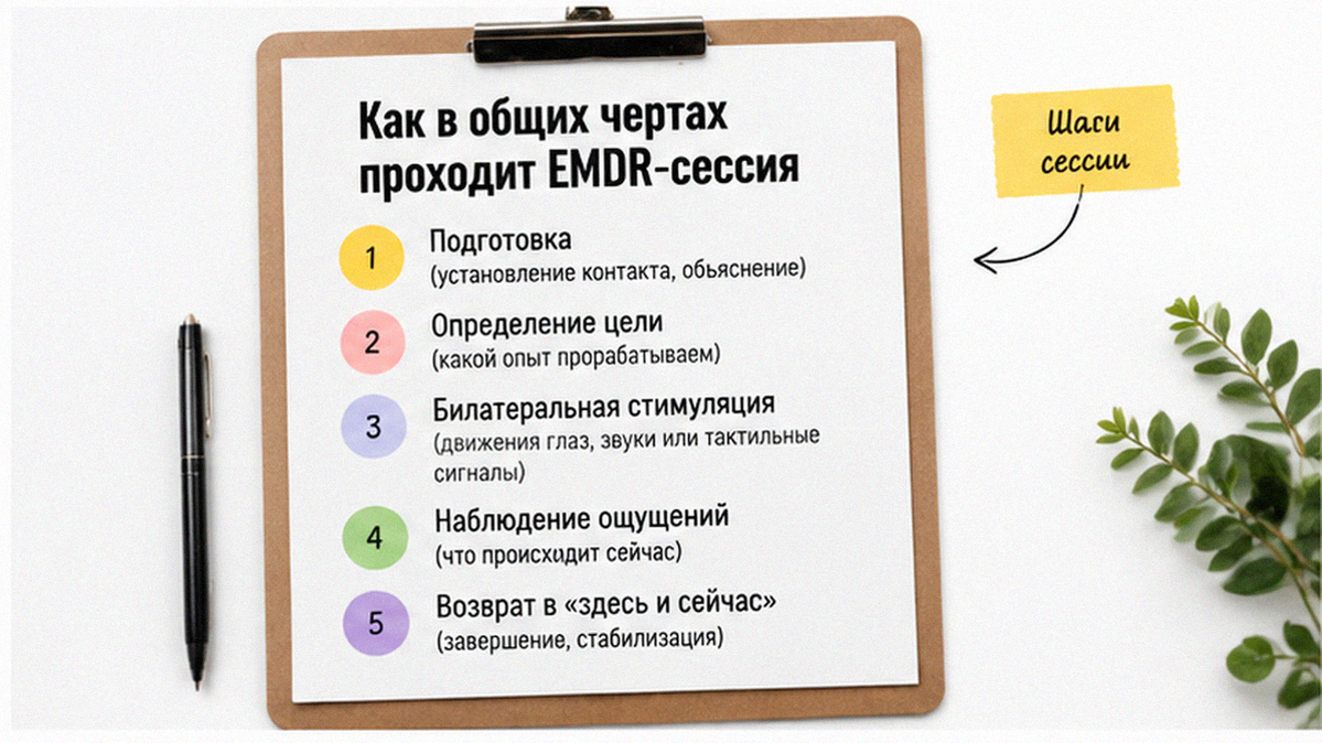 Иллюстрация: Как в общих чертах проходит EMDR-сессия