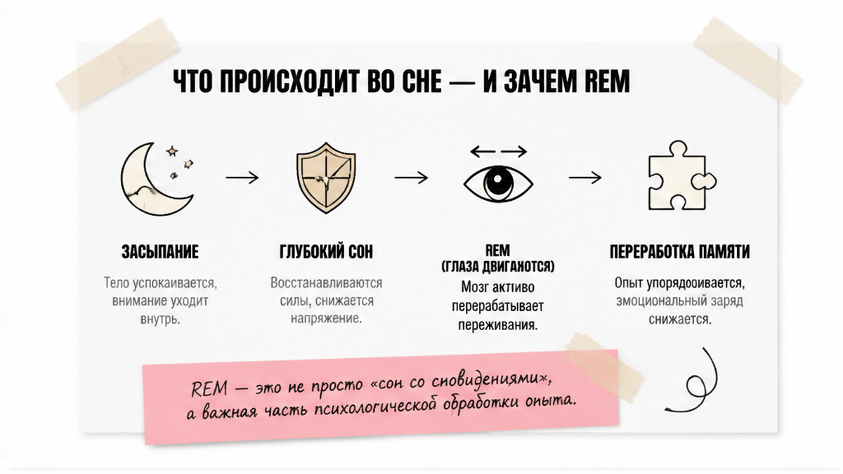 Фазы сна и REM: движение глаз и переработка эмоциональных воспоминаний