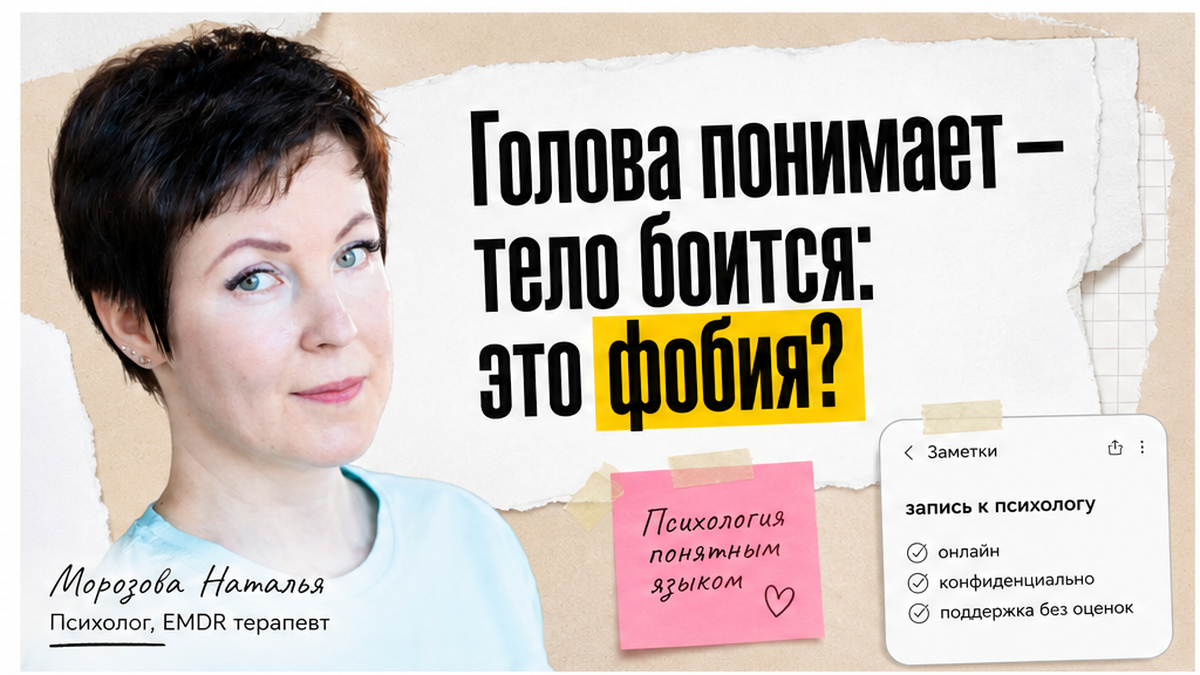 Иллюстрация к статье: Фобия что это: как отличить от тревоги и что делать