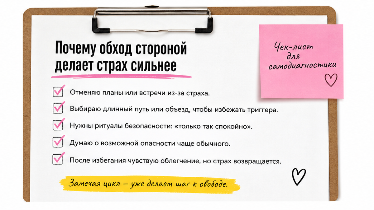 Чеклист признаков цикла избегания при фобии