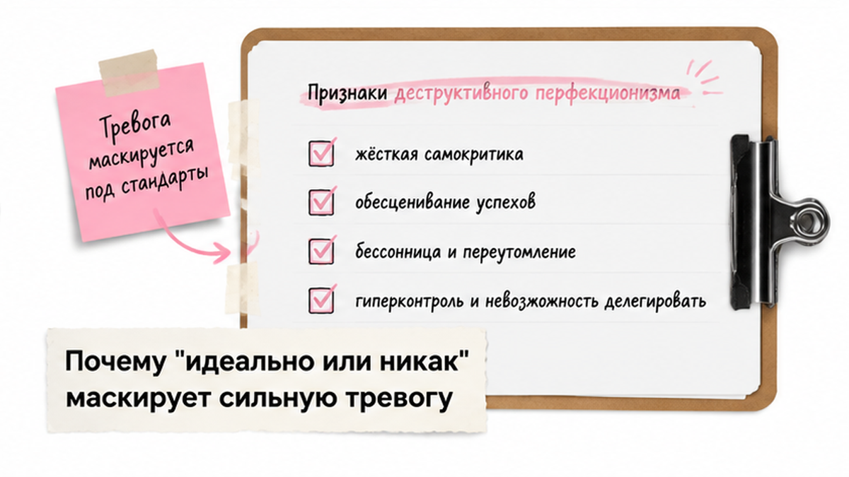 Чеклист признаков деструктивного перфекционизма и тревоги