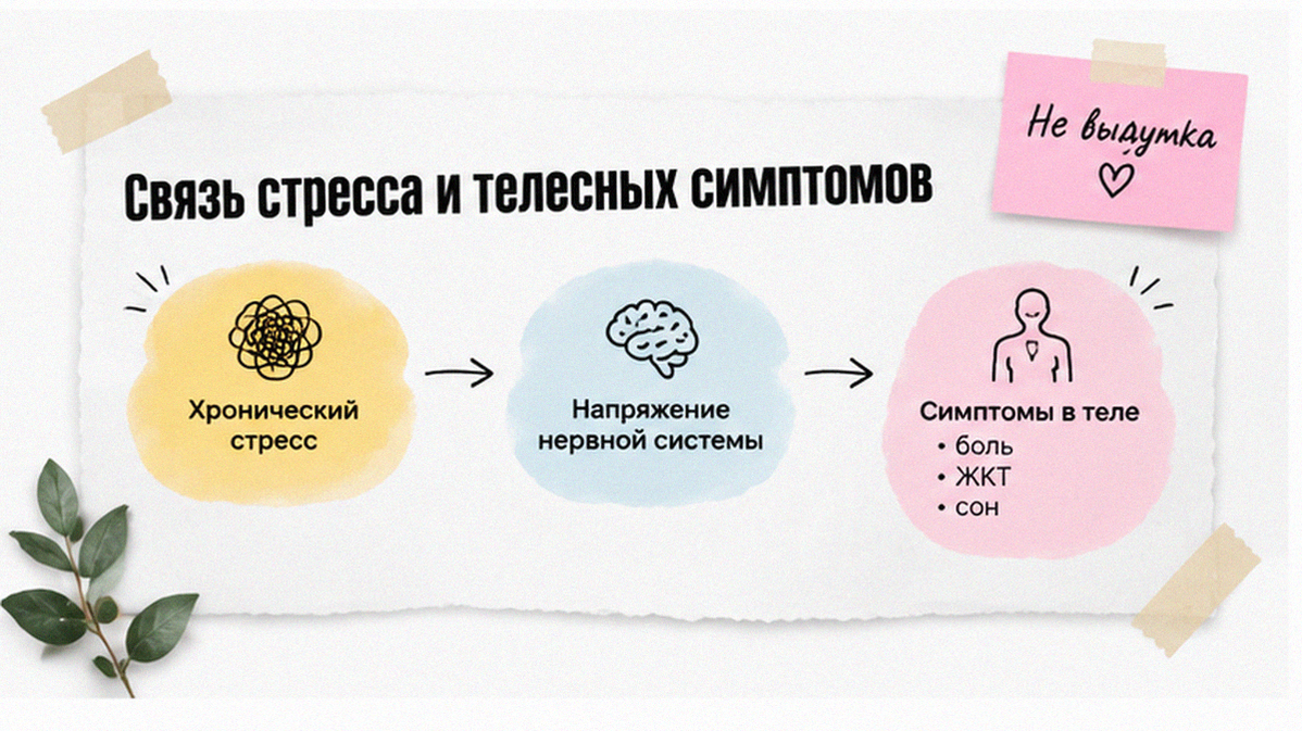 Иллюстрация: Связь стресса и телесных симптомов