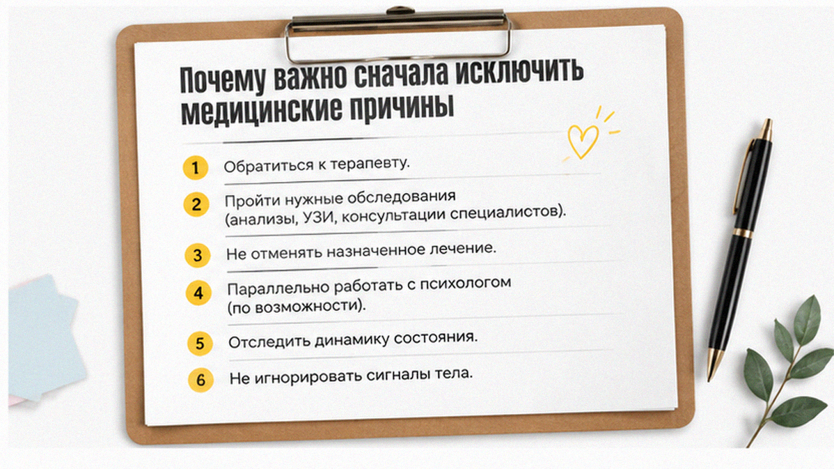 Иллюстрация: Почему важно сначала исключить медицинские причины