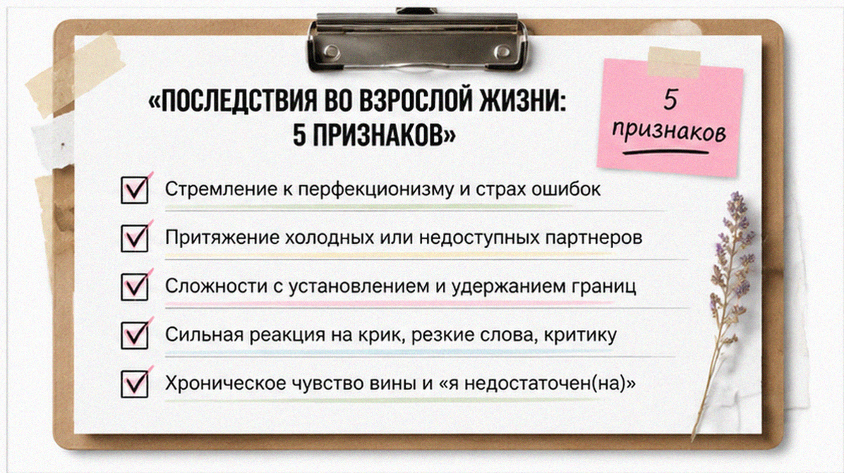 Чеклист 5 признаков последствий травмы детства во взрослой жизни