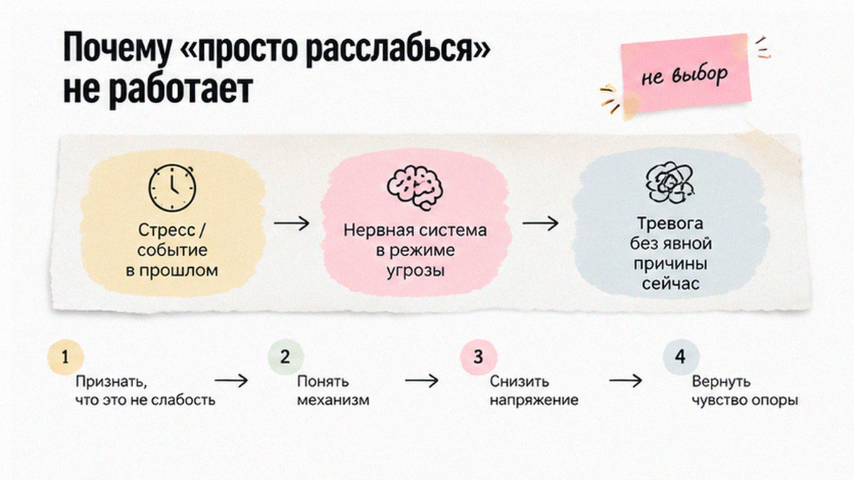 Иллюстрация: Почему «просто расслабься» не работает